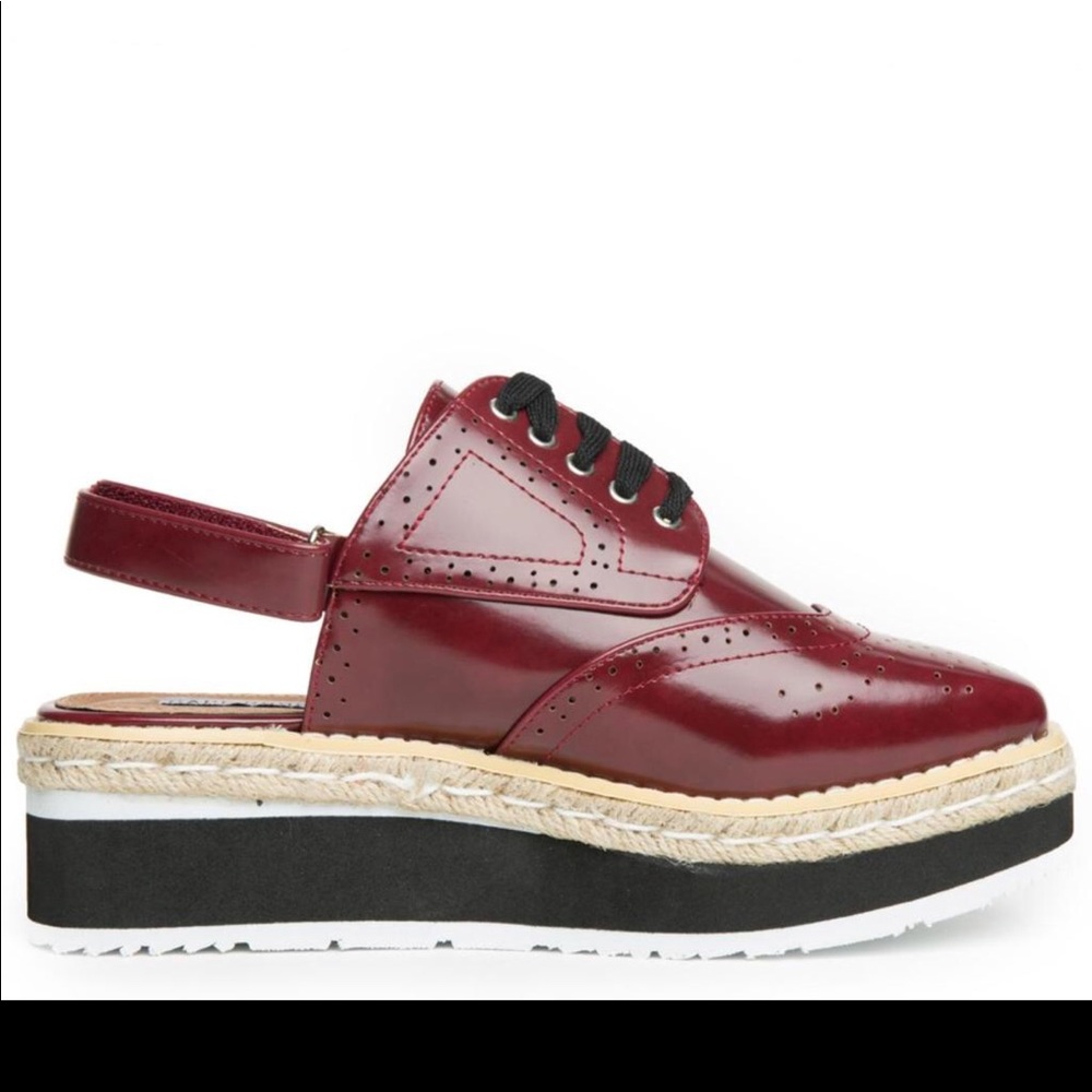 🎉NEW🎉Ladies ankle strap backless oxford. Wine - Picture 7 of 8